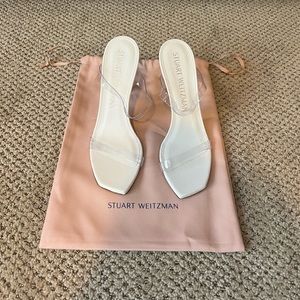 NEW! Stuart Weitzman Clear White Mules